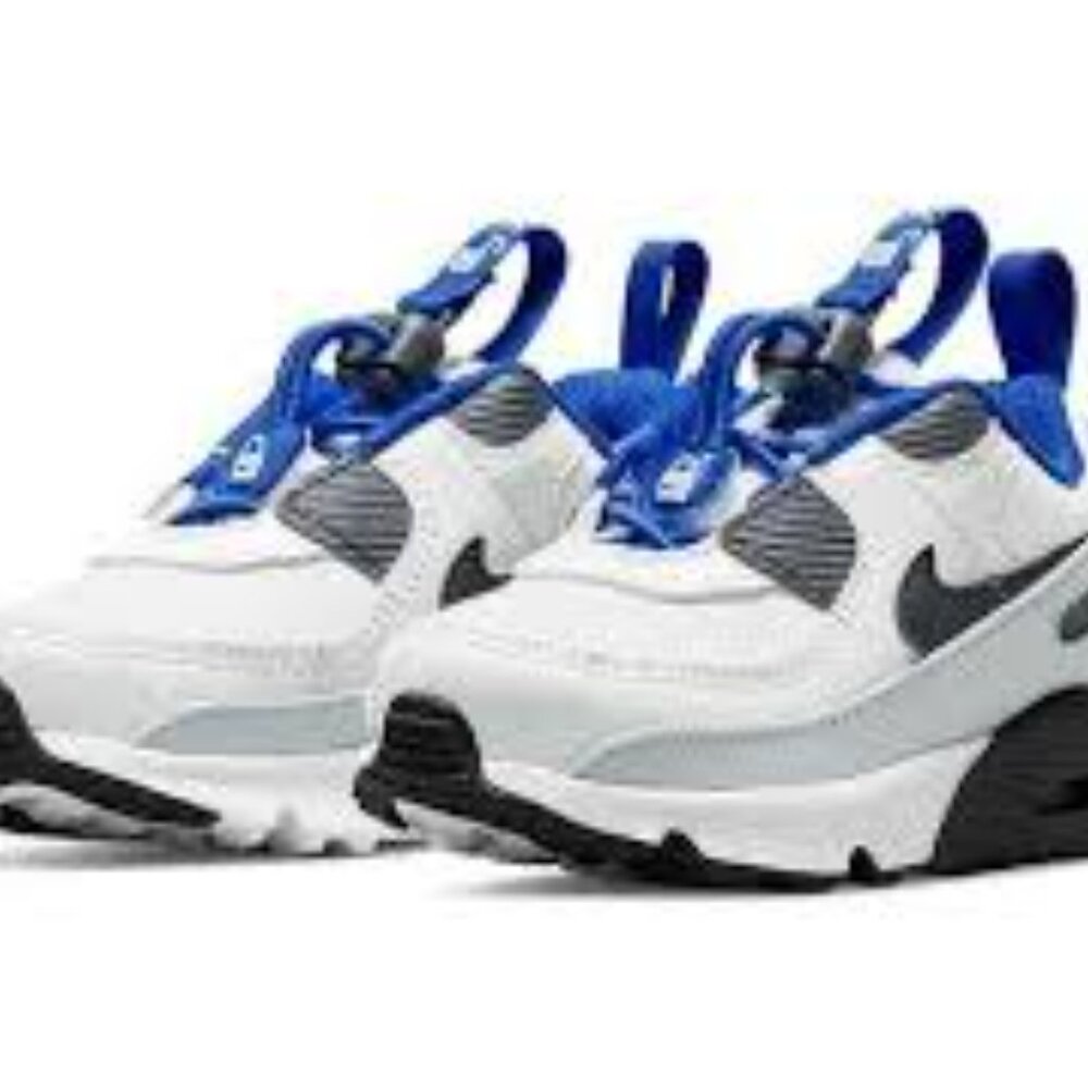 Nike Boy's White Blue Air Max 90 Toggle CV0054-101 Athletic Sneaker Size 12C